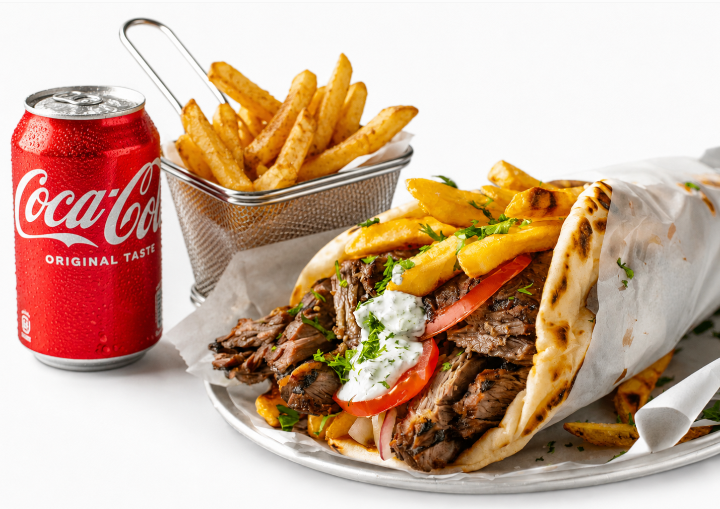 Beef & Lamb Gyro Pita Combo Fries & Drink