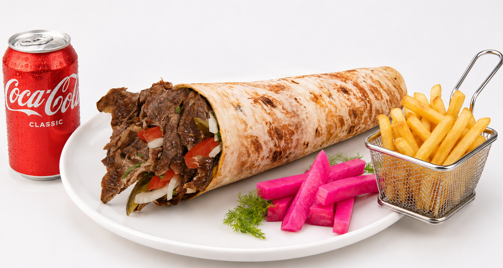 Beef & Lamb Shawarma Wrap Combo Fries & Drink