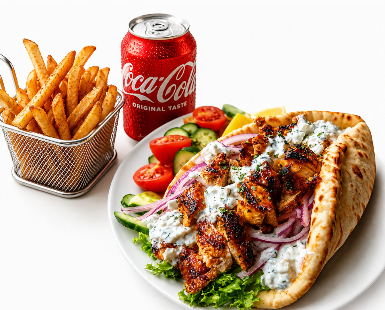 Chicken Gyro Pita Combo Fries & Drink