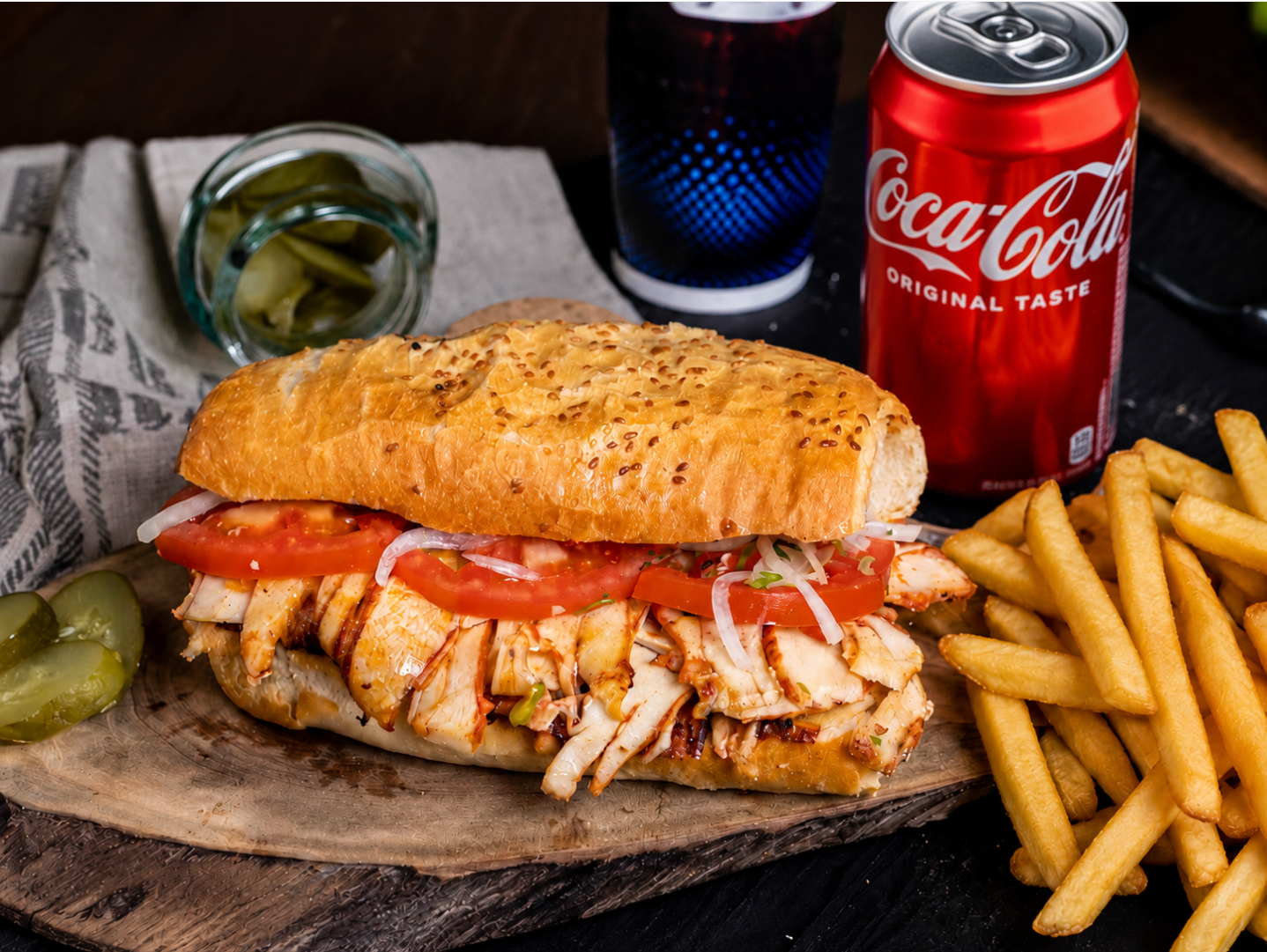 Grilled Chicken Doner Sandwich Combo Fries & Drink