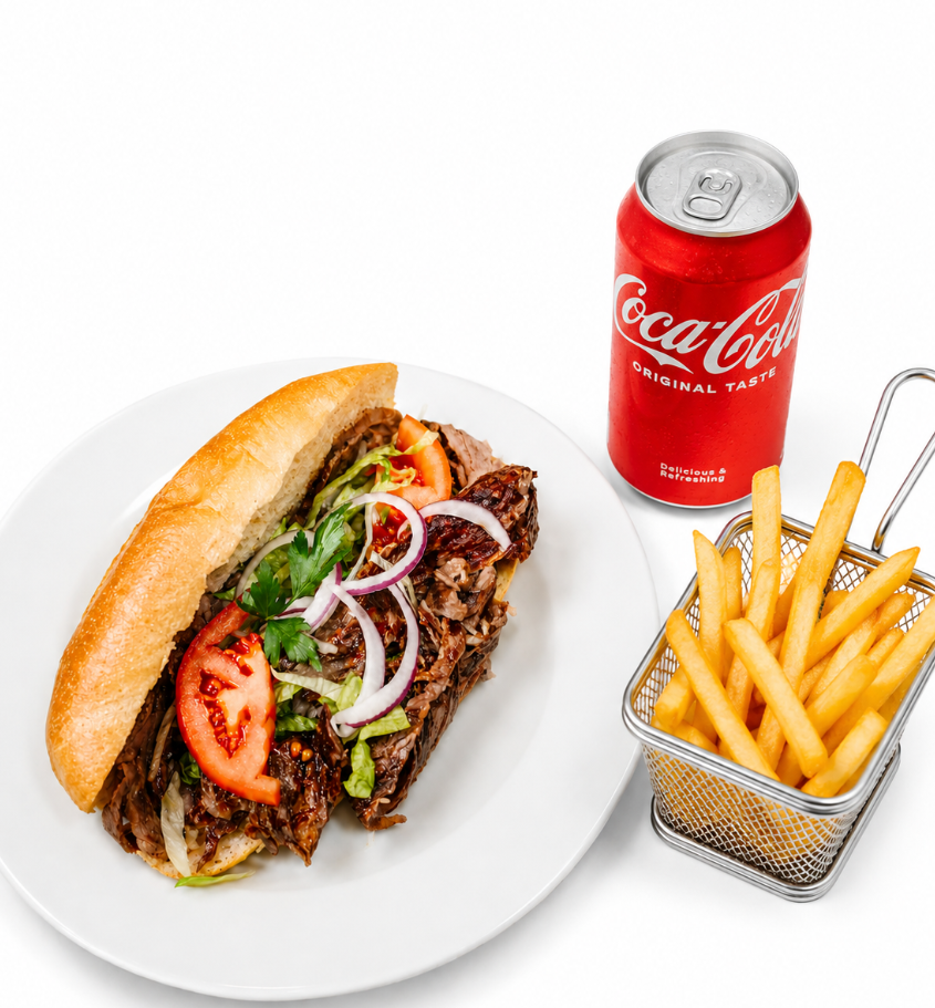 Grilled Beef Doner Sandwich Combo Fries & Drink