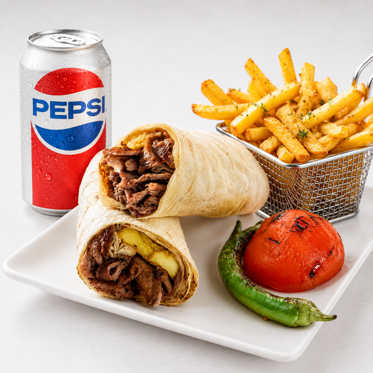 Grilled Beef Doner Wrap Combo Fries & Drink